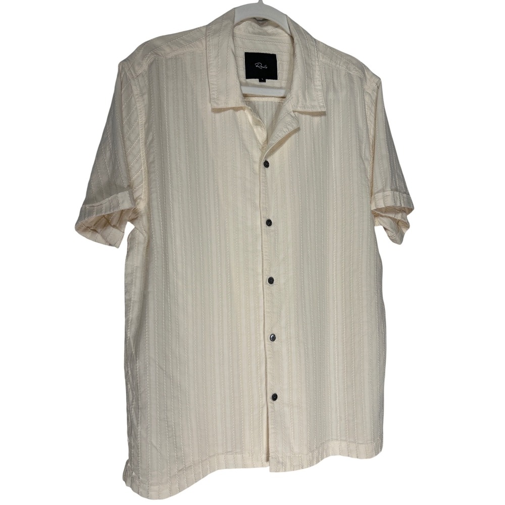 Rails Sinclair Button-Down Shirt Cream Textured Stripe Size Large Retail: $148